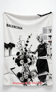 Balenciaga Robot Florist Store Print Flannel Sofa Throw Blanket Premium Couch Cover BA387